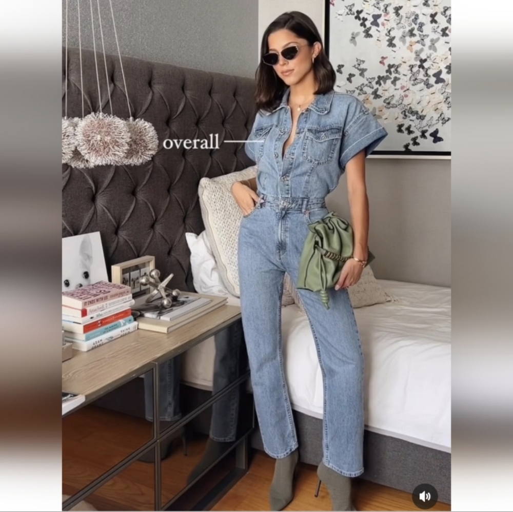 ZARA DENIM JUMPSUIT SHORT SLEEVES LONG PANTS S,M